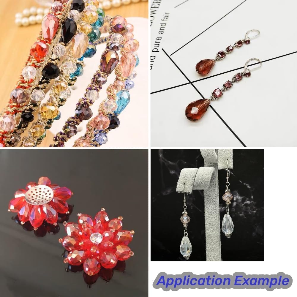 100pcs 8x12mm Teardrop Crystal Glass Beads Vertical Hole Faceted Glass Teardrop Spacer Beads for Bracelets Necklace Earring DIY Jewelry Making Craft(Blue AB)