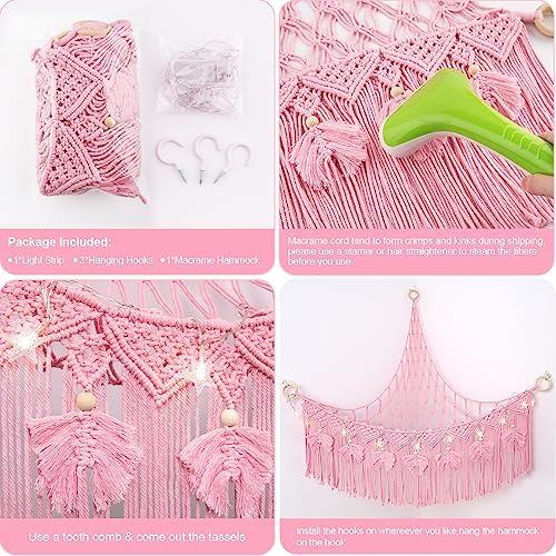 Macrame Stuffed Animal Storage with Star Light, Corner Hammock for Nursery - Image 6