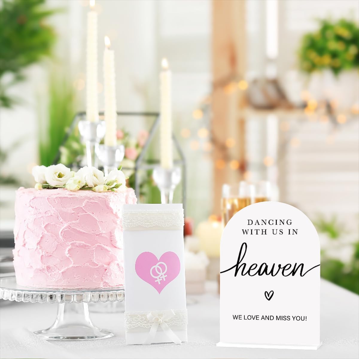 Acrylic Wedding Sign Dancing With Us In Heaven Sign for Wedding Wedding Signs for Ceremony Modern Calligraphy Arch Acrylic Table Top Sign for Wedding Reception and Event Party Table(white)