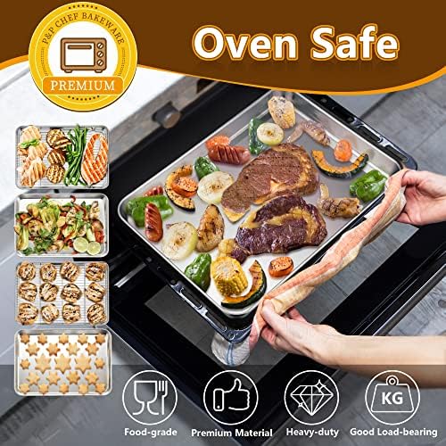 P&P CHEF 16 Inch Baking Sheet with Rack Set, Pans with Flat Racks - Image 7