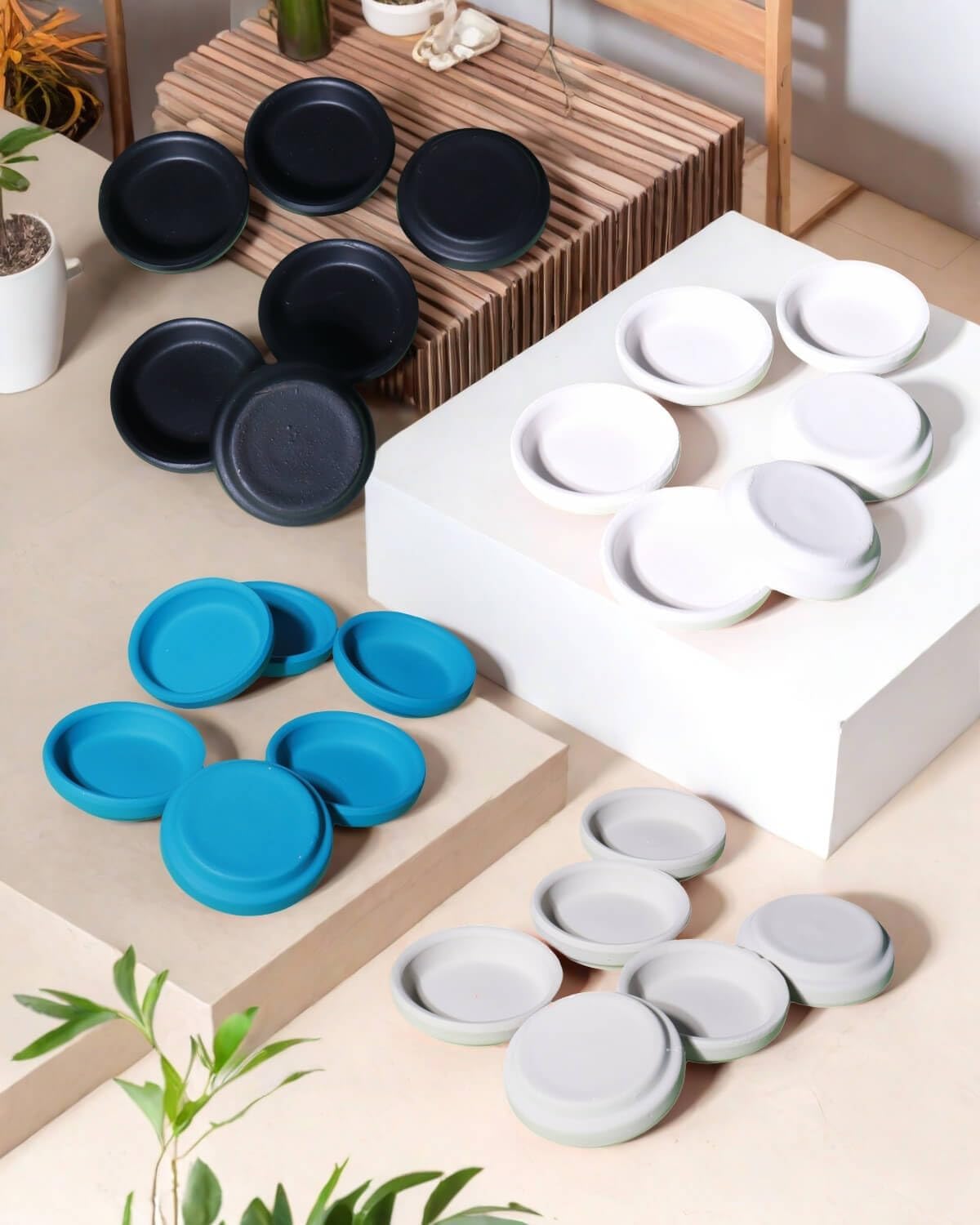 vensovo 2 Inch Steel Blue Terracotta Plant Saucer Pots Tray - 12 pcs Mini Planter Saucers for Indoor & Outdoor Plants, Small Clay Trays Perfect for 1 Inch 1.5Inch Flower Pot