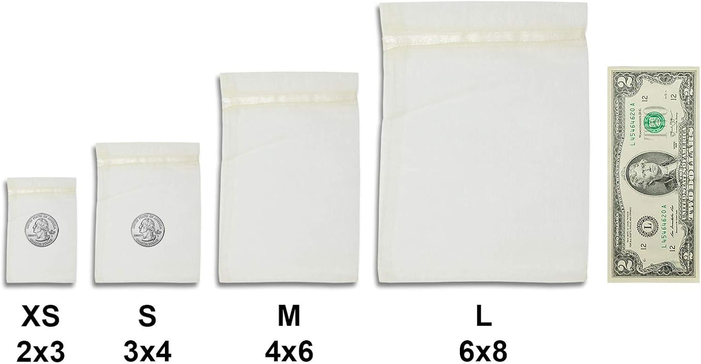 TheDisplayGuys 48-Pack 4x6 Cream/Beige Sheer Organza Gift Bags with Drawstring, Goodie and Treat Bags for Jewelry, Candy, Wedding Favors