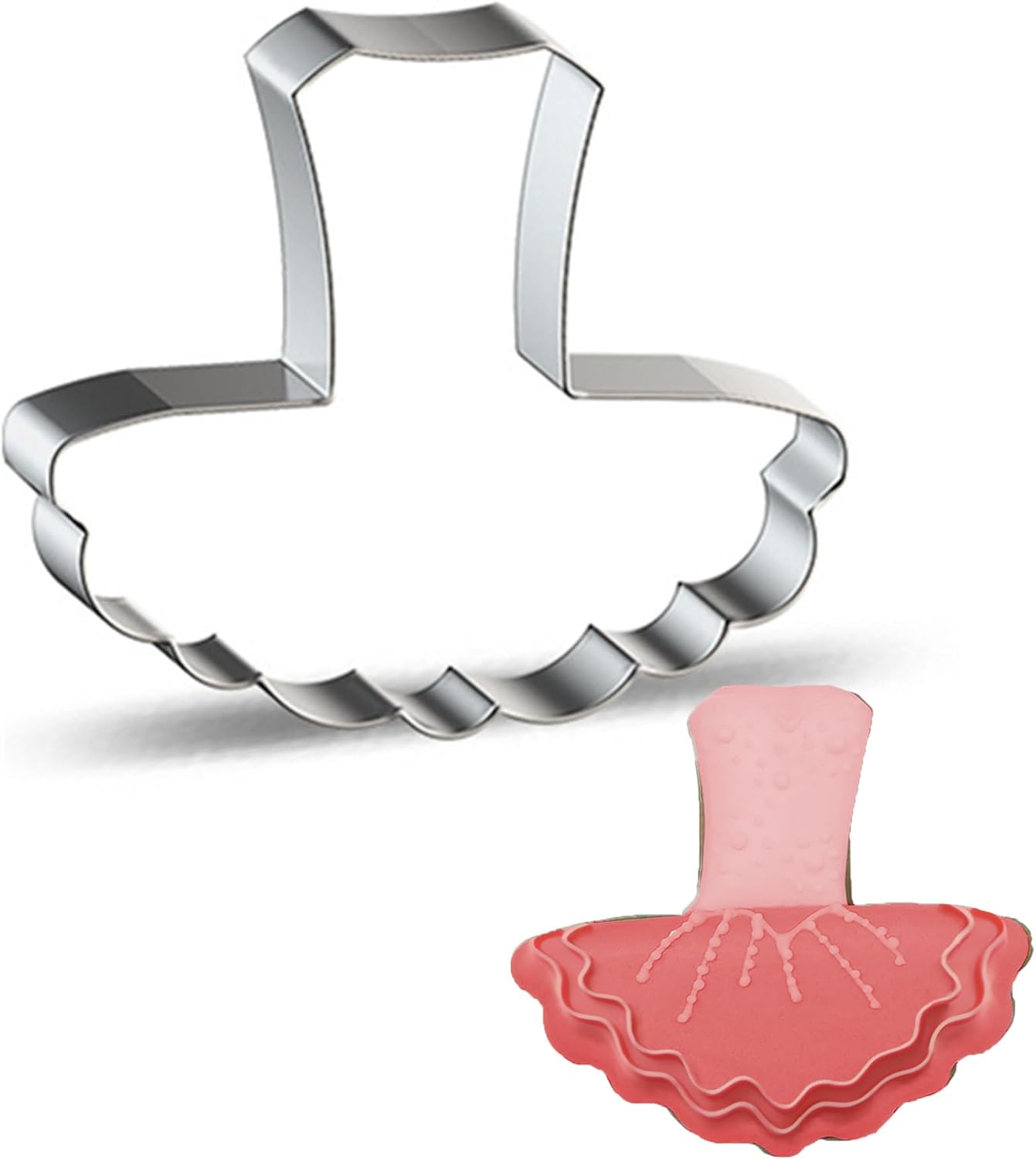 Large Size Dress Shaped Cookie Cutter, Stainless Steel Ballet Dress Wedding Princess Dress Cookie Cutter, 4 Inches