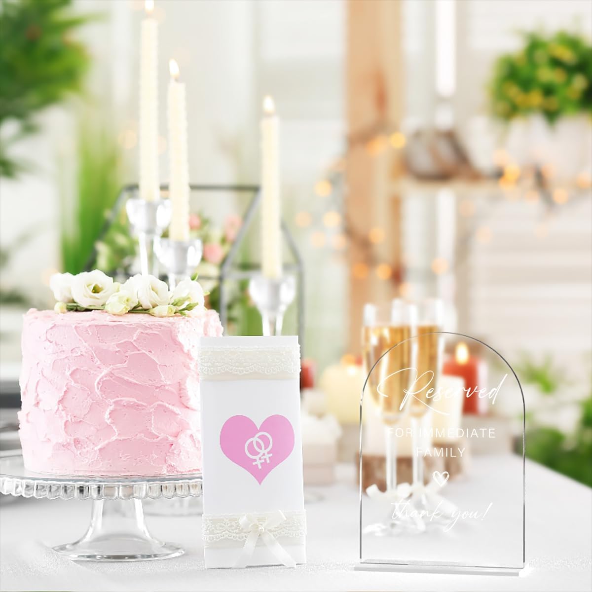 Acrylic Wedding Sign Wedding Signs for Ceremony Reserved for Immediate Family Sign for Wedding, Modern Calligraphy Arch Acrylic Table Top Sign for Wedding Reception and Event Party Table