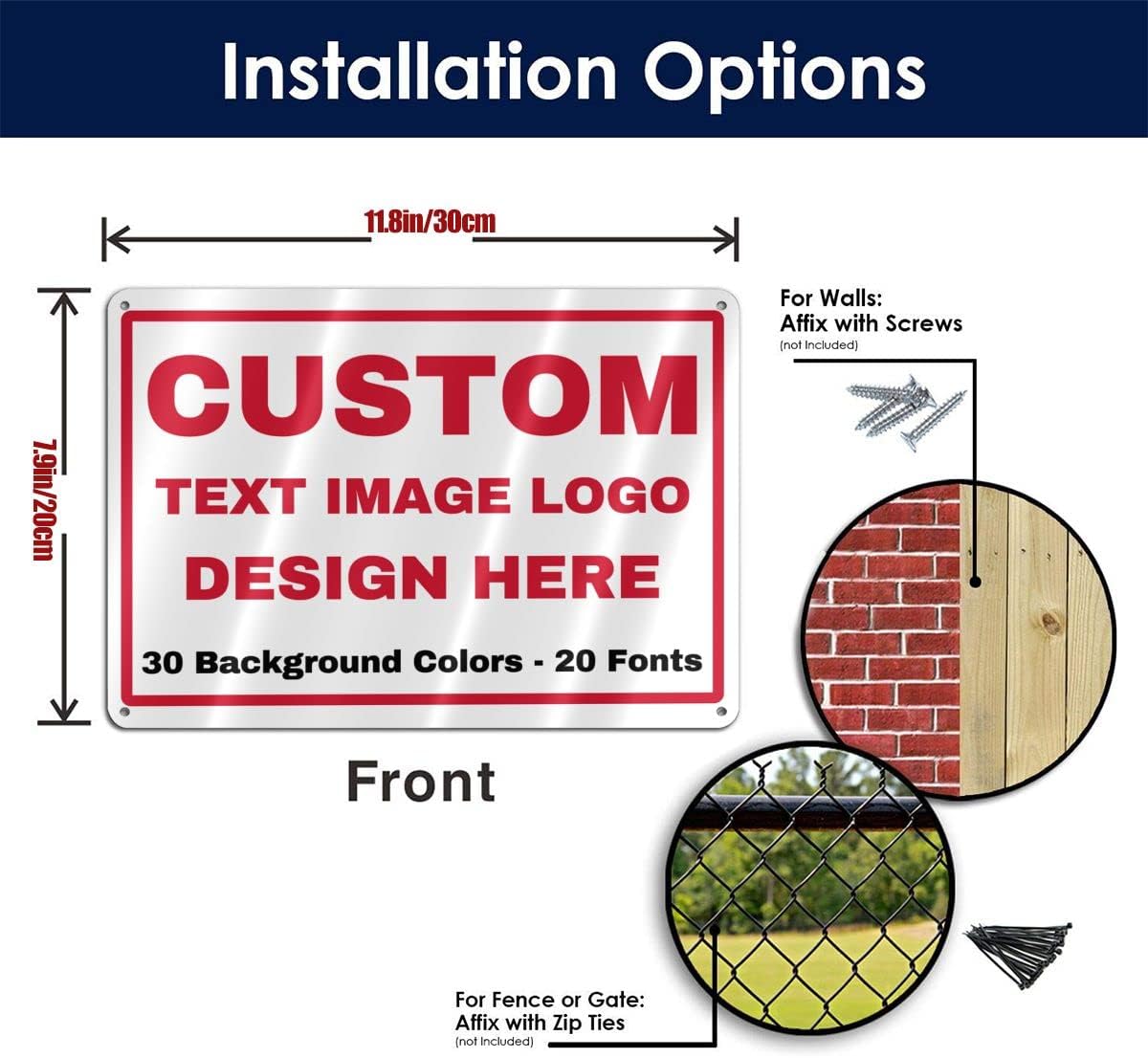 Custom Signs Outdoor Metal - 12 x 8 Personalized Aluminum Sign for Office, Home, Business, Decor, Customiz Customized Rust-Proof Sign (Red Text Box)