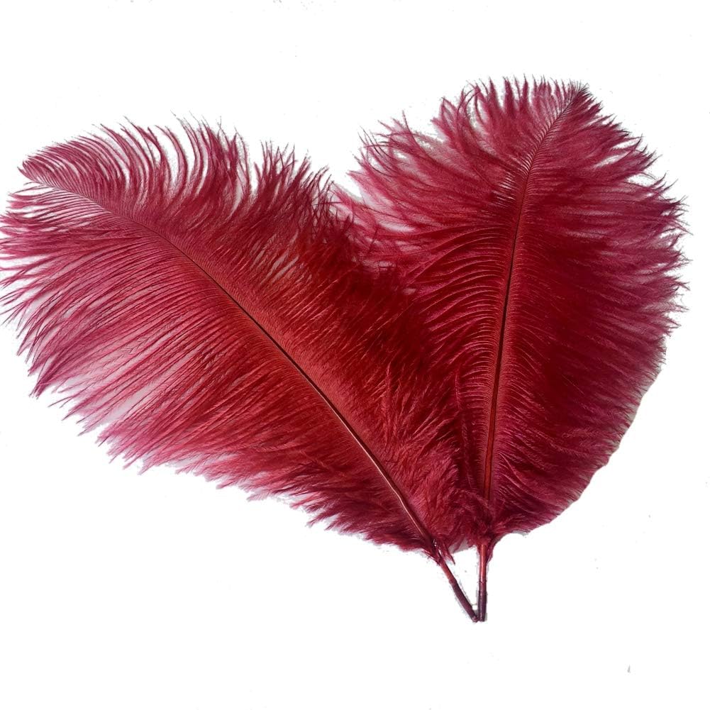Sowder 6-8inch(15-20cm) Ostrich Feathers Plume for Wedding Centerpieces Home Decoration Pack of 10pcs(Burgundy)