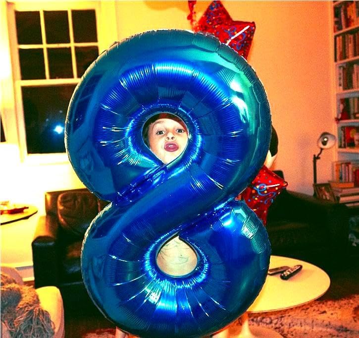 Blue Jumbo Number 80 Balloon 40 Inch, Men Women 80 Birthday Supplies, Foil Helium 80 Birthday Giant Balloon, Mylar Blue Number Balloons Anniversary Decorations