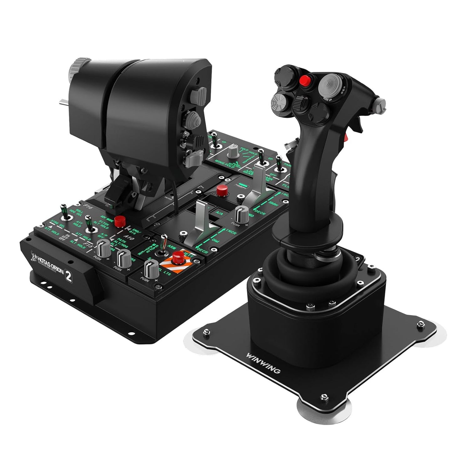 WINWING Orion2 HOTAS MAX: Advanced Simulation, Rich Controls, Precision Alloy Molding, 16-bit Sensor, StrikeAce E Throttle Grip with Dual Dynamic Motor, 38 Switches, Compatible with Major PC Games