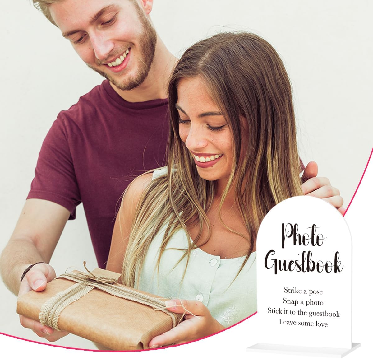 Photo Guest Book Sign for Wedding Acrylic Arch Wedding Bridal Shower Baby Shower Welcome Table Signs for Ceremony and Reception Decor 7 x 5 Inches