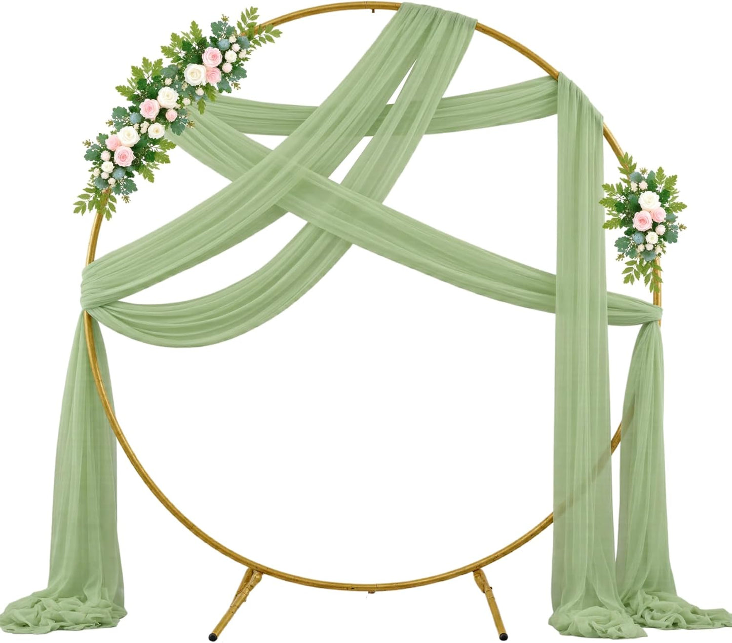 Wedding Arch Draping Fabric Backdrop 1 Panel 60" x 26Ft Sage Green Drapes Curtains for Wedding Reception Sheer Tulle Backdrop Curtain for Ceremony Birthday Party Baby Shower Arbor Ceiling Decorations