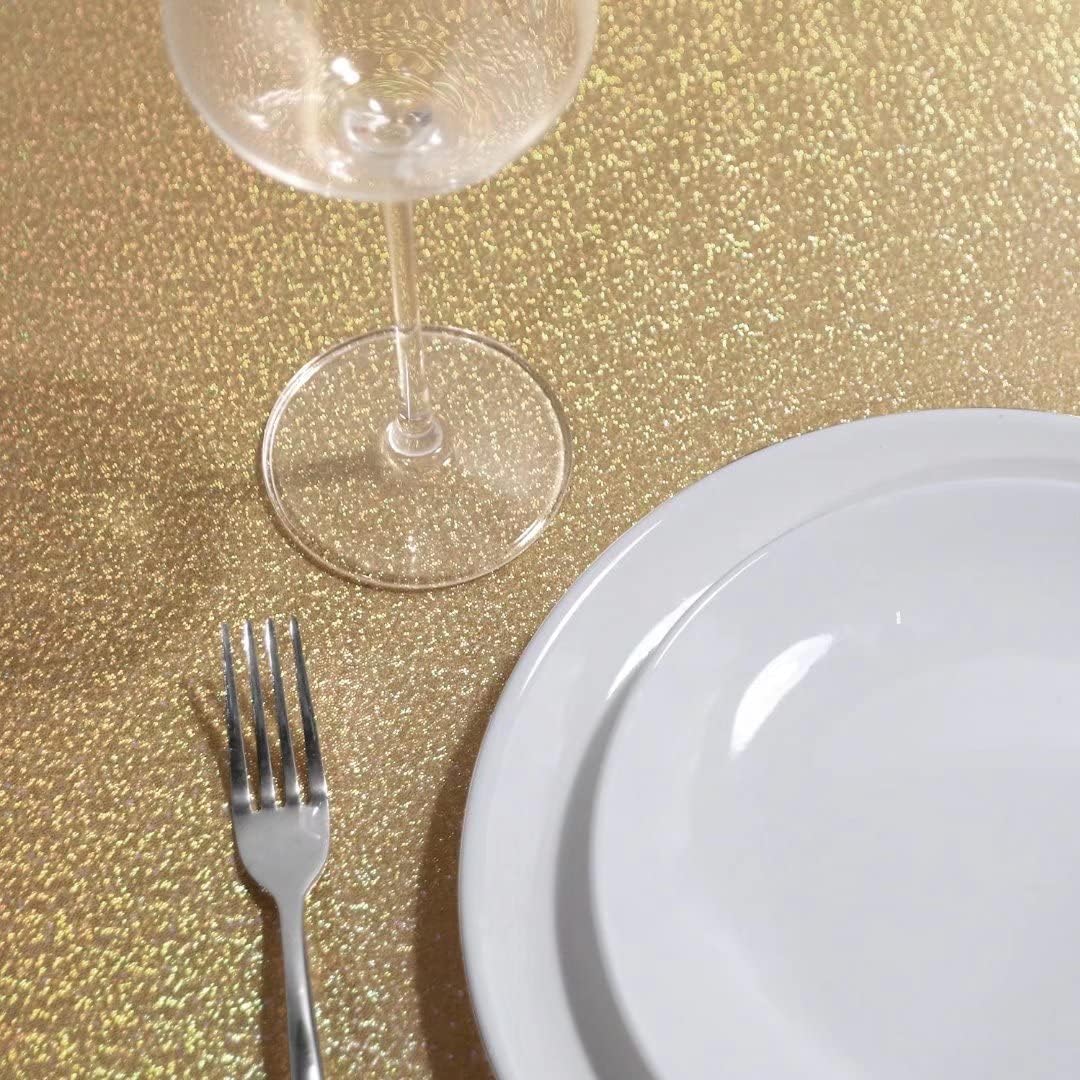 Fitable Sequin Tablecloth for Parties 52x70 Inch - Sparkle Glitter Table Cloth Laser Rectangle Overlay for Wedding Baby Shower Ceremony Birthday Holiday Banquet Decor, Khaki
