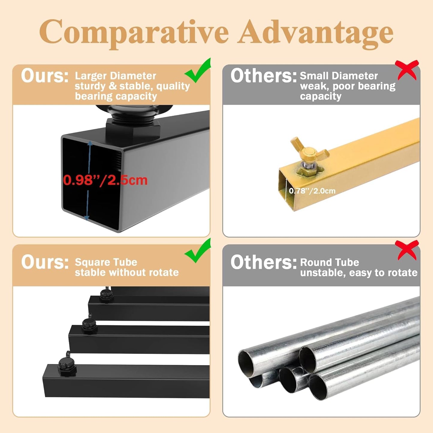 Wokceer Metal Heavy Duty Backrop Stand Square 8x8FT Adjustable Pipe and Drape Kit Black Photo Booth Stand for Wedding Ceremony Birthday Party Photography Exhibition Celebration