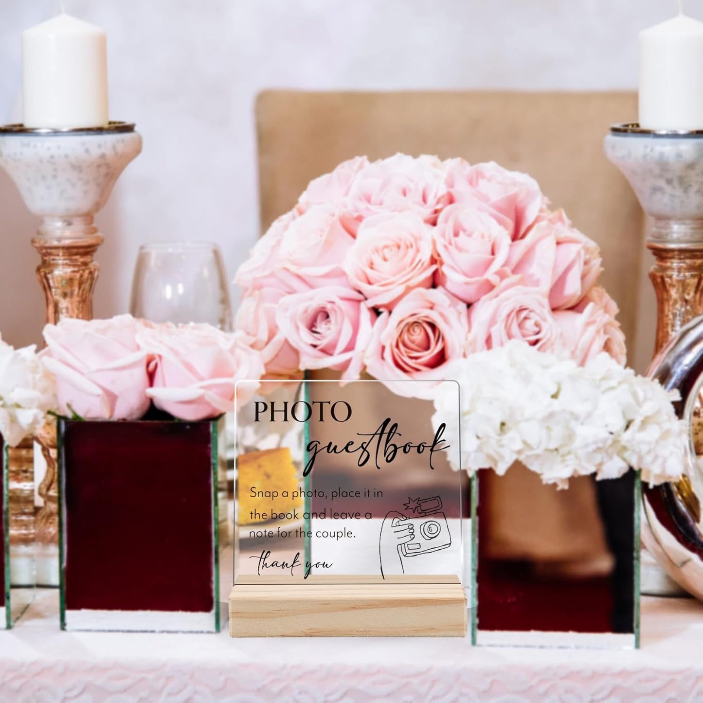 Photo Guest Book Sign, Wedding Decor, Acrylic Wedding Signs, Guest Book Signs forWedding, WeddingGuest Books SignAcrylic Plaque Sign with Wood Stand for WeddingDecorations for Reception