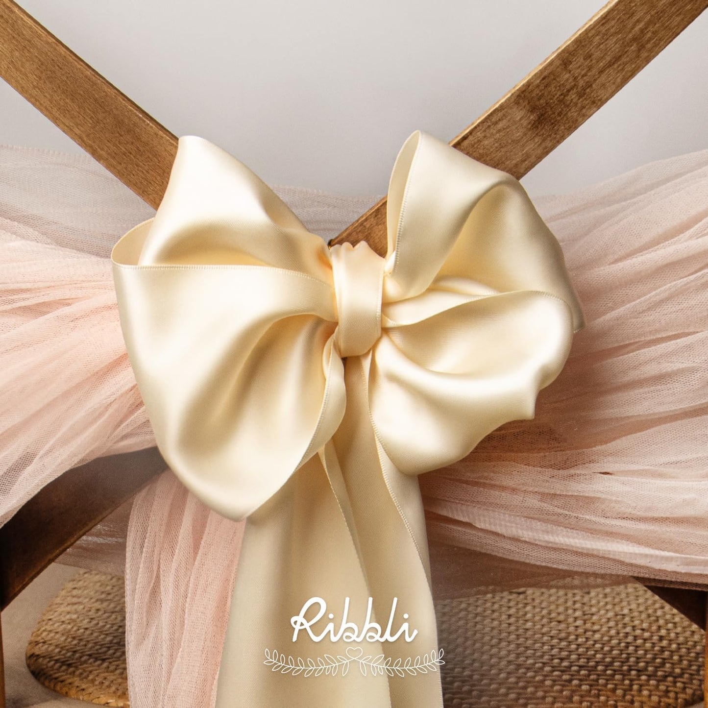 Ribbli Cream Satin Ribbon 4 Inch Wide Cream Ribbon for Wedding Chair Sash Grand Opening Ceremony Big Bows Gift Wrapping Floral Crafts Cake Decor-Double Faced Satin Continuous 10 Yards