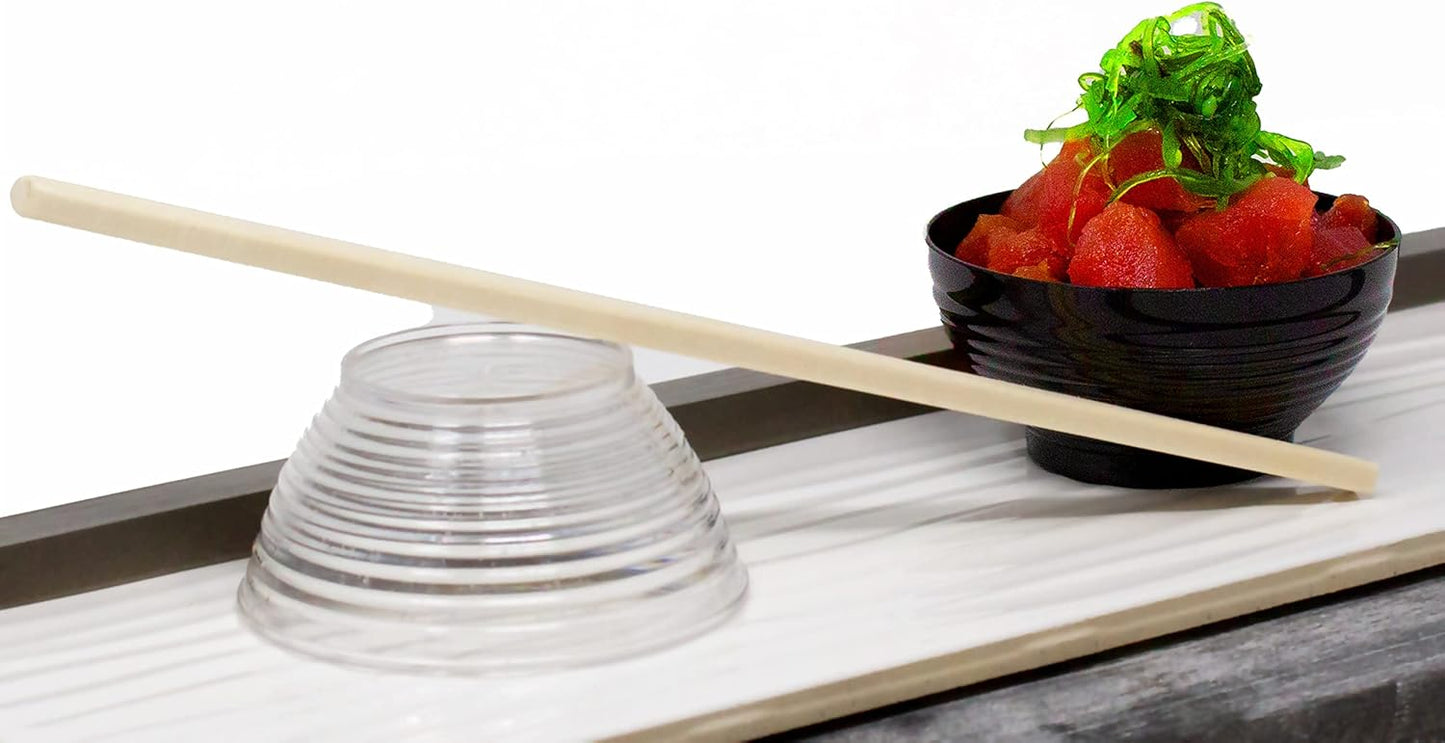 50 Pack 3 oz. Asian-Style Black Mini Plastic Bowl For Appetizer Bowls and Disposable Dessert Bowls Professional-Grade Recyclable Disposable Mini Dessert Cup for Appetizers CMJJ