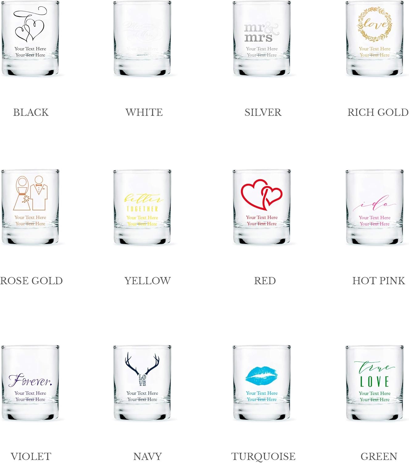 WEDDINGSTAR Personalized 2.75oz Shot Glass Customizable Full Color Print - 1 pack (sample)