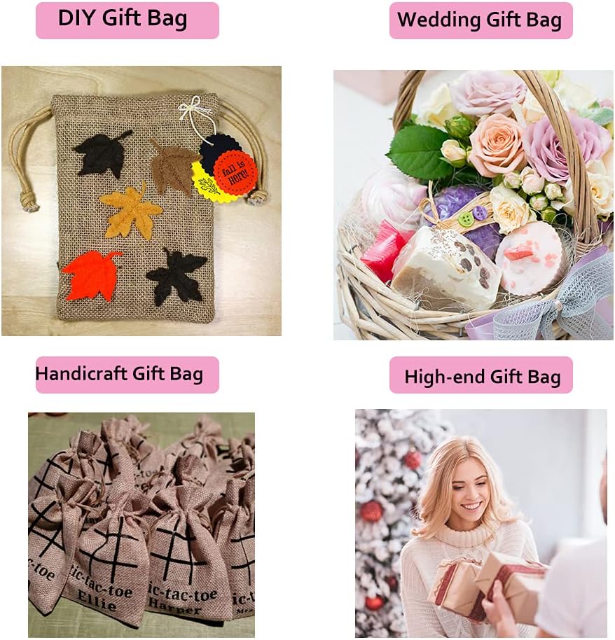 LYSXP 50PCS Burlap Bags with Drawstring,4x6 Inch Drawstring Gift Bag Jewelry Pouches for Wedding Party Favors, DIY Craft Christmas Presents