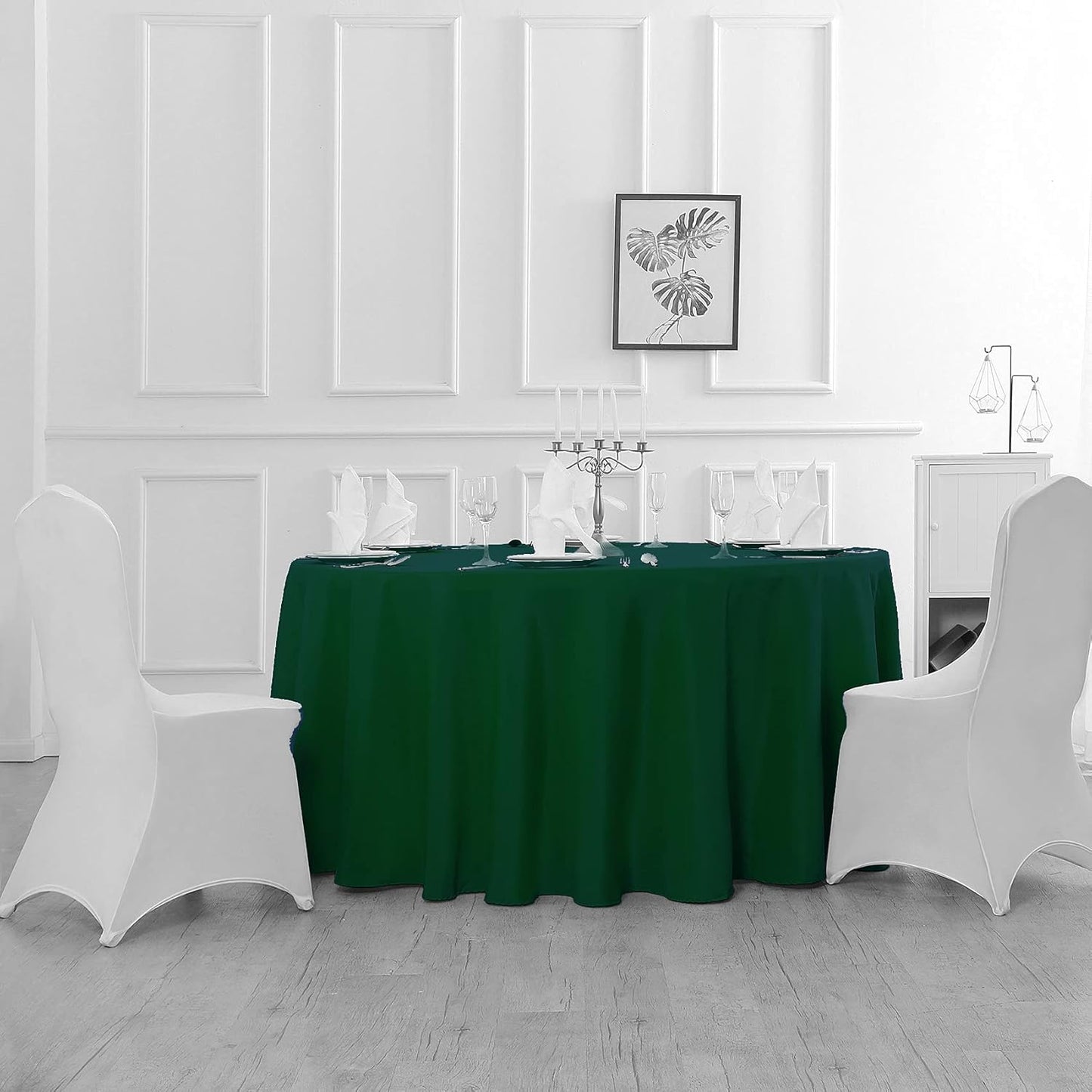120 inch Round Tablecloth Washable Polyester Table Cloth Decorative Table Cover for Wedding Party Dining Banquet(120 inch, Hunter)