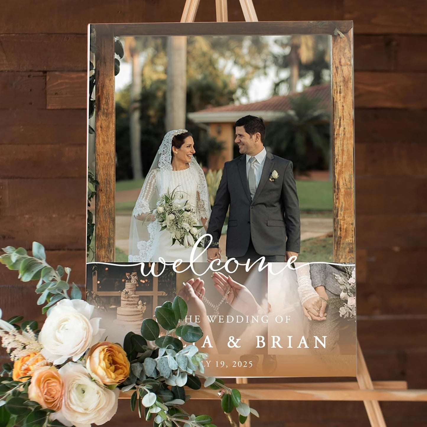 Custom Couple Photo Wedding Welcome Sign, Gifts for Weddings, Anniversary, Bridal Party, Customized Weddings Poster Signs for Bride & Groom, Decoration for Indoor Outdoor Celebration