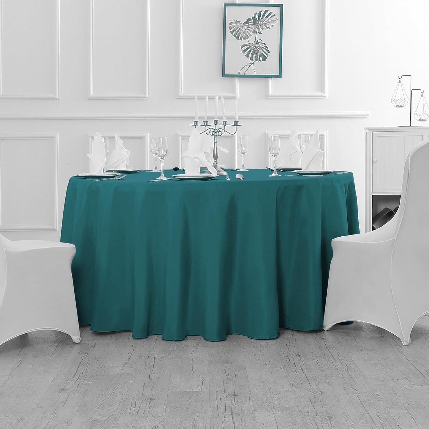 60 inch Round Tablecloth Washable Polyester Table Cloth Decorative Table Cover for Wedding Party Dining Banquet(60 inch,Peacock Blue)