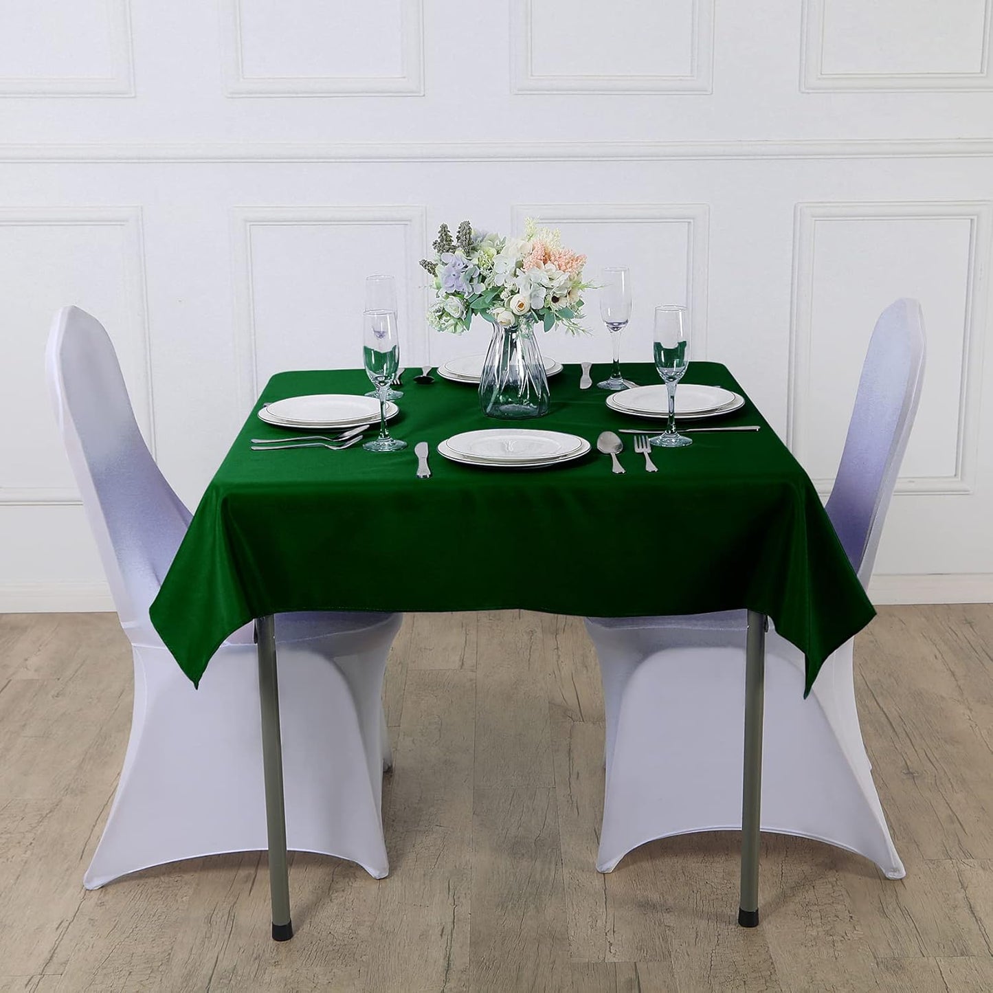 CupuamonSquare Tablecloth 70x70 inch Washable Polyester Fabric Table Cloth for Wedding Party Dining Banquet Decoration(70x70,Hunter)