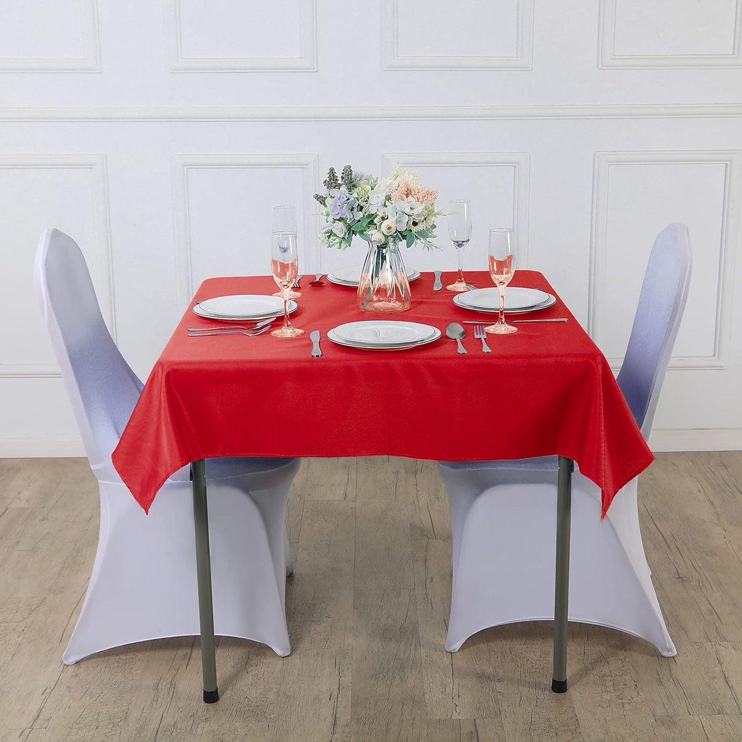 Cupuamon Square Tablecloth 70x70 inch Washable Polyester Fabric Table Cloth for Wedding Party Dining Banquet Decoration(70x70,Red)
