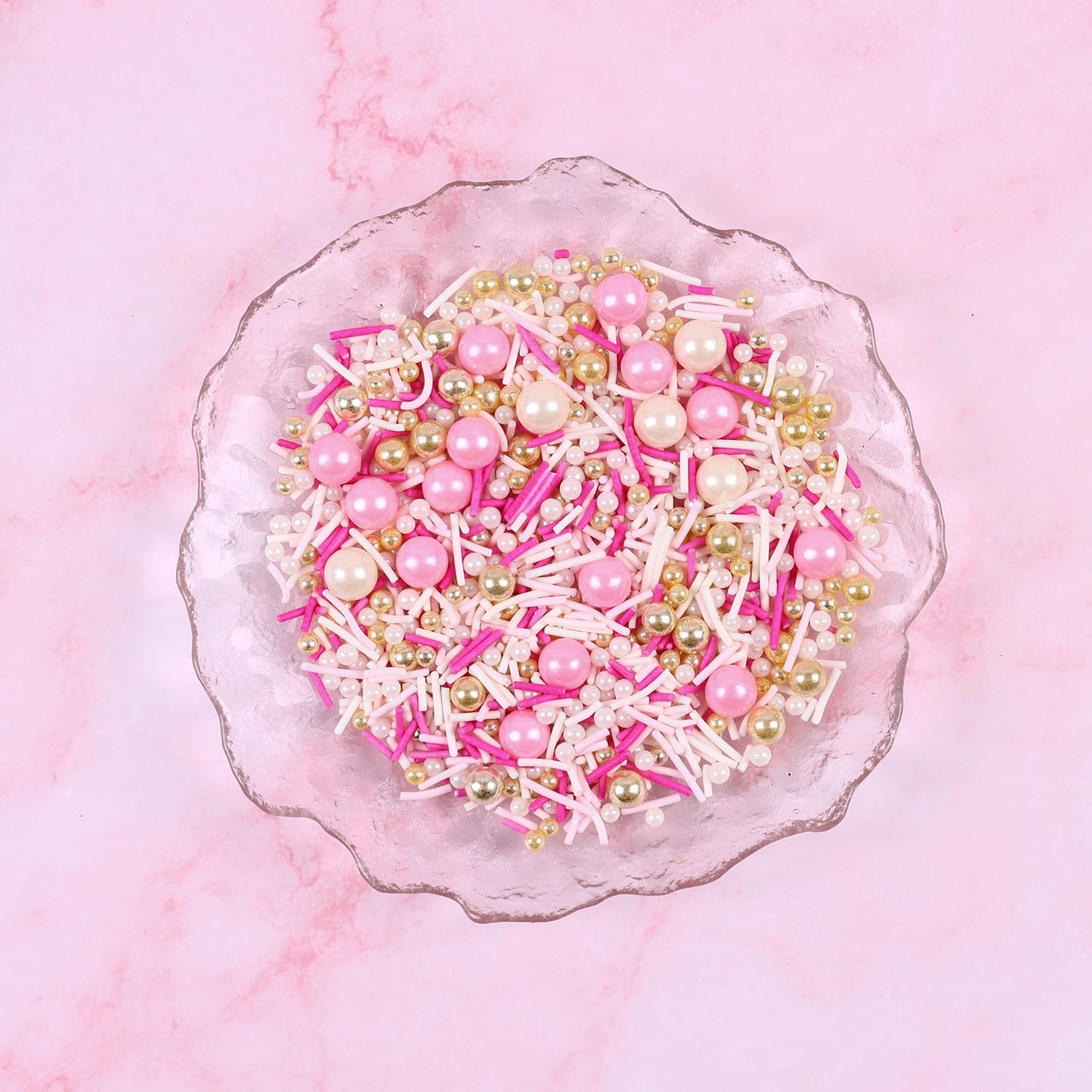 Valentine Pink sprinkles for Cake Decorating Edible Sprinkles for Cookies Ice Cream Cupcake Topper 7 ounce Metallic Sprinkle Mix Perfect for Wedding New Year’S Eve Party