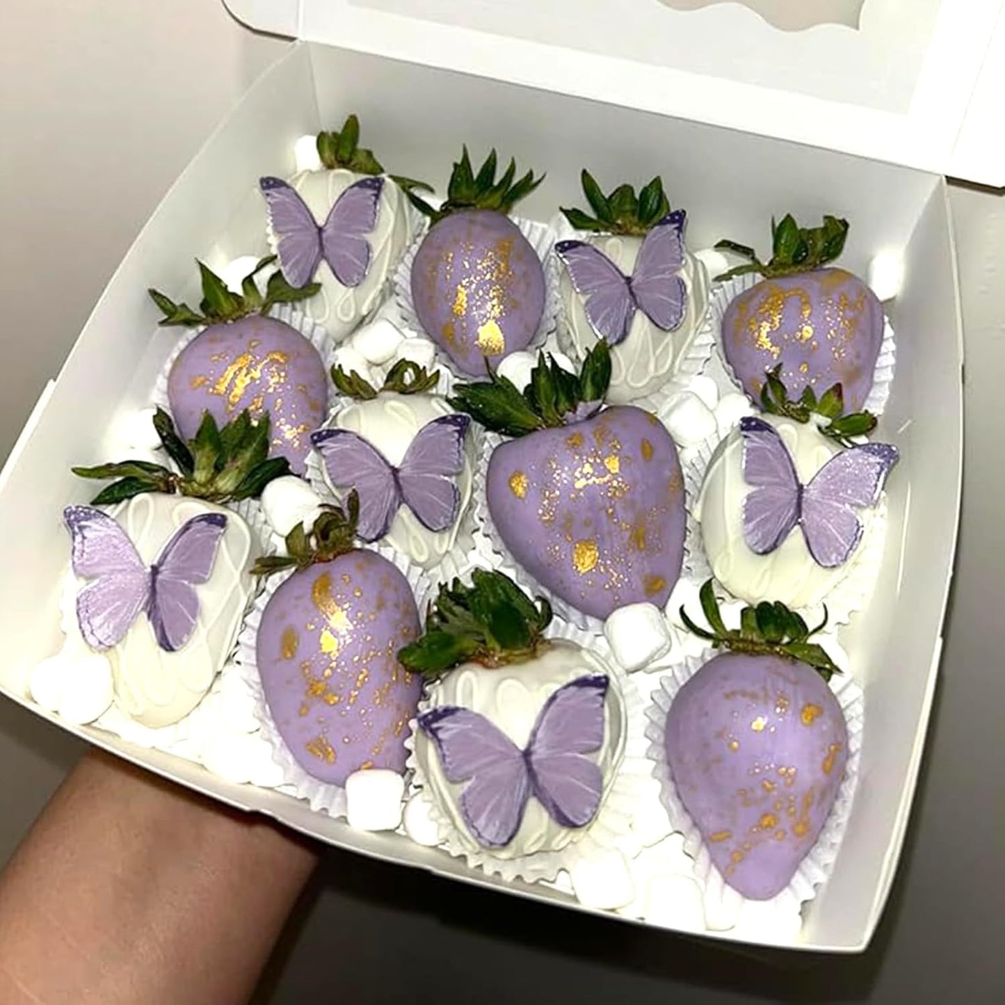 48Pcs 2" Purple Edible Butterflies Cake Toppers Wafer Glutinous Paper Butterfly for Cake Cupcake Decoration Colorful Small Pastel Cupcake Topper Decoratings for Wedding Birthday Baby Shower(Mix Size)