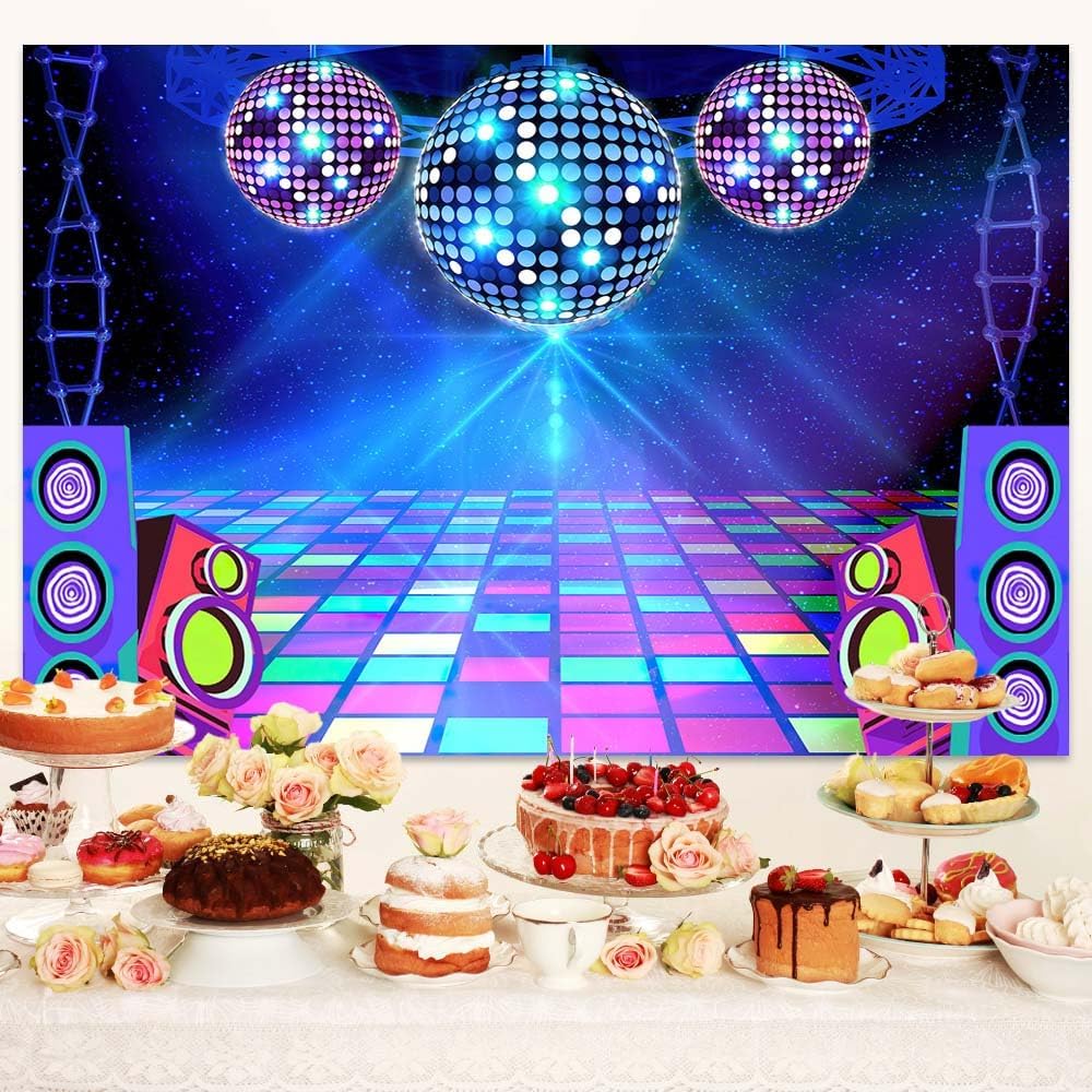 Dance Party Backdrop Retro 80s 90s Theme Stage Dance Ball Music Birthday Party Decoration DJ Photography Background 10 x 8 ft for Baby Shower Picture Photo Shoot Polyester Fabric, Red