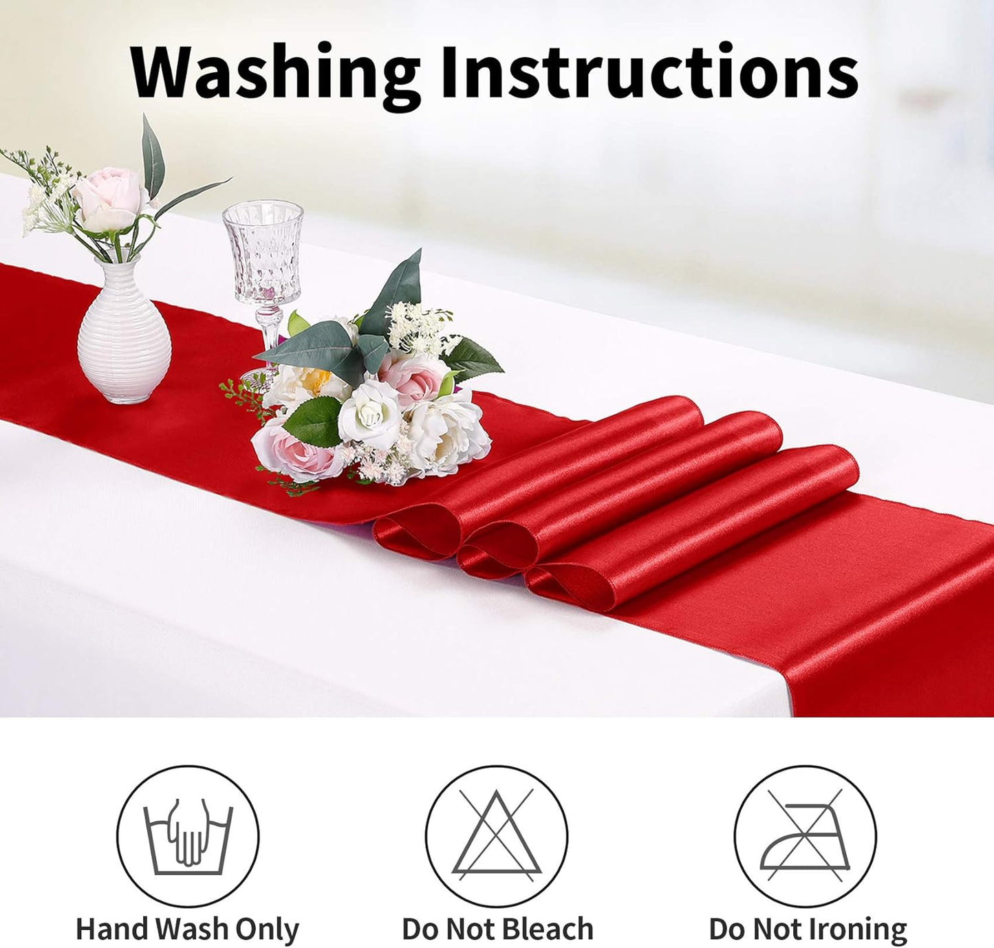 10-Pack Satin Table Runner Red 12 x 108 inches Long, Table Runners for Wedding, Birthday Parties, Banquets Decorations(10 Pack, 12x108 Inch, Red)