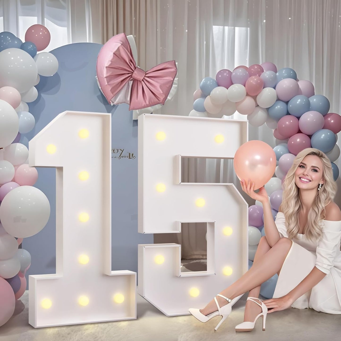 imprsv 3FT Marquee Numbers 60, Light Up Numbers for 60th Birthday Decorations Anniversary Party Decor, Number 60 Light Up Number, Pre-Cut Foam Board Kit