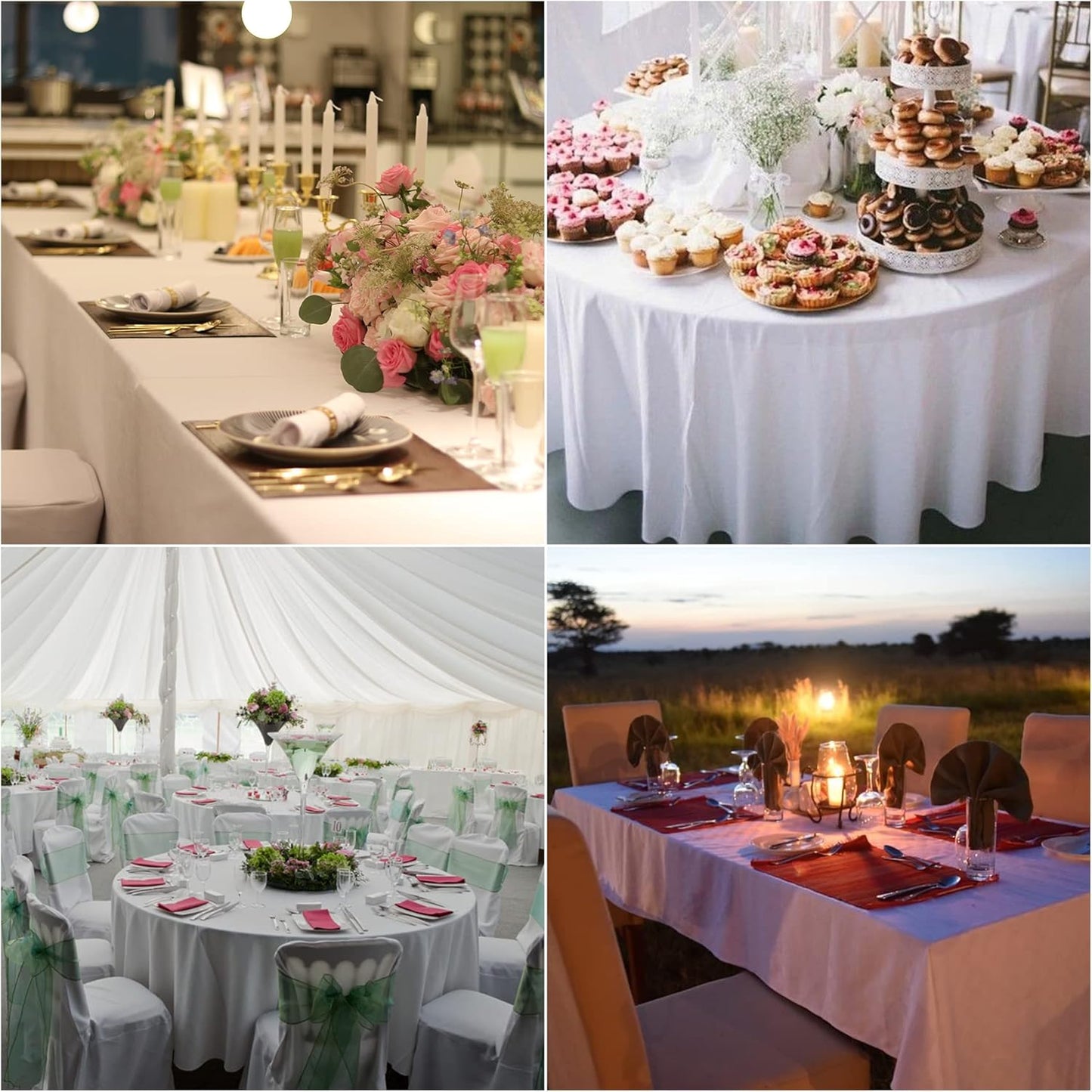 Fokitut 2 Pack Waterproof Round Tablecloth, 120 Inch, Stain Resistant and Wrinkle Polyester Table Cloth, Fabric Table Cover for Kitchen Dining, Wedding, Party, Holiday Dinner-Willow