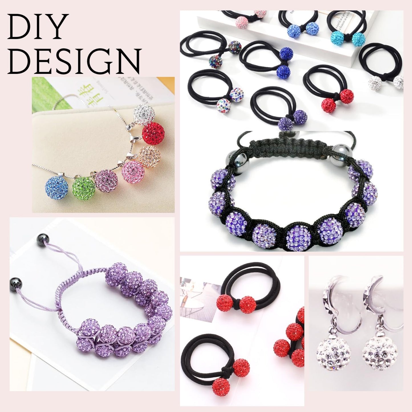 150 pcs 10mm Rhinestone Beads for Jewelry Making, Red Shiny Round Shamballa Disco Beads Bulk, Sparkle Crystal Clay Christmas for Bracelet Baseball Necklace Earring Crafting and DIY