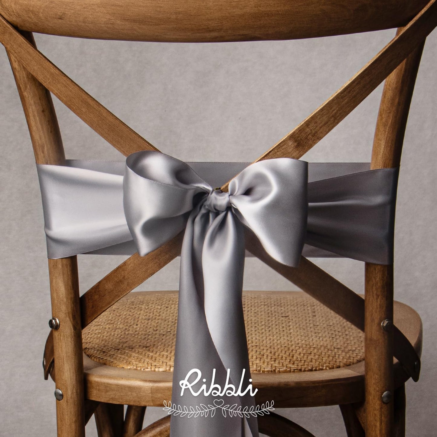 Ribbli Silver Satin Ribbon 4 Inch Wide Silver Ribbon for Wedding Chair Sash Grand Opening Ceremony Big Bows Gift Wrapping Floral Crafts Cake Decor-Double Faced Satin Continuous 10 Yards