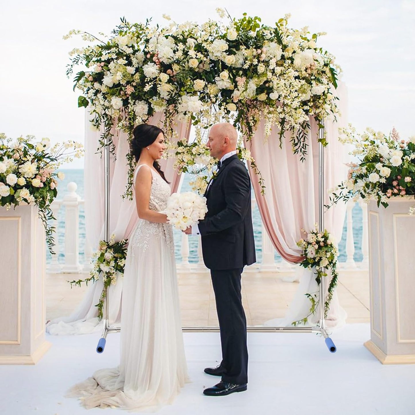 Arch Backdrop Stand,7x6 FT Metal Wedding Square Backdrop Stand for Ceremony Square Stainless Steel Backdrop Arch for Parties,Wedding,Birthday,Anniversary,Baby Shower,Garden Decoratip