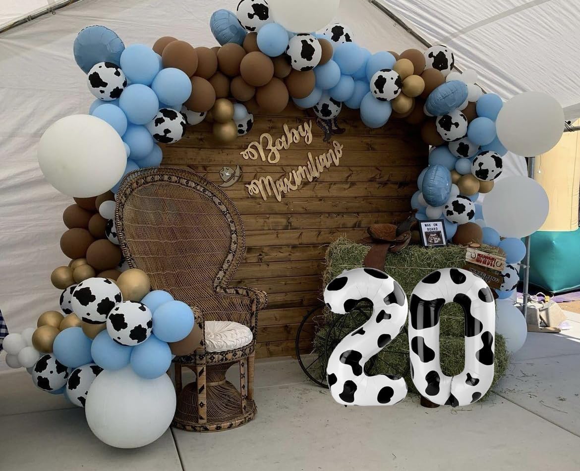 Cow Print Foil Number 8 Balloon 40 Inch, Helium Mylar Eight Number 8 18 28 38 48 58 80 88 Birthday Balloons, 8th Cow Print Women Men Wedding Anniversary, Graduations Party Supplies