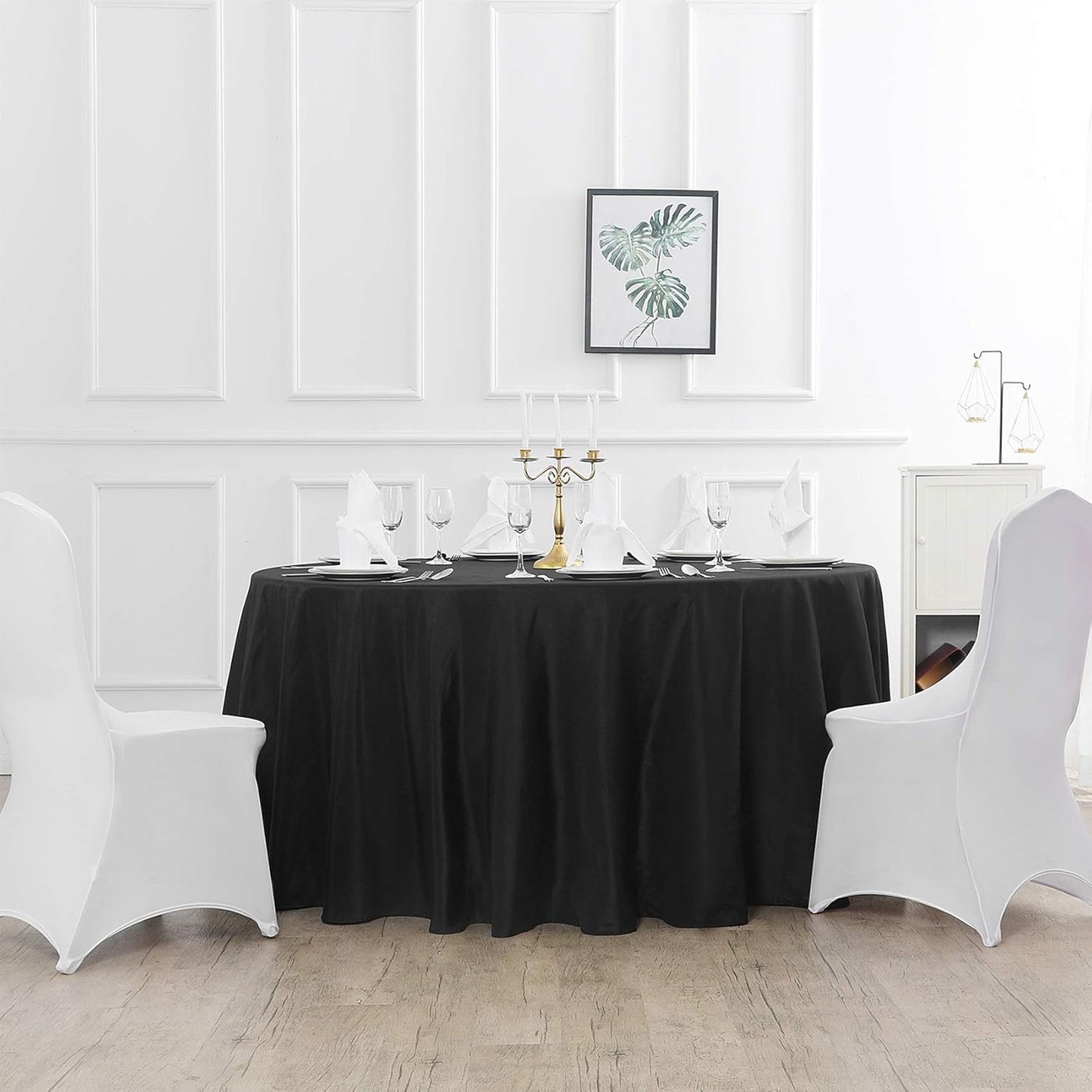 70 inch Round Tablecloth Washable Polyester Table Cloth Decorative Table Cover for Wedding Party Dining Banquet(70 inch,Black)