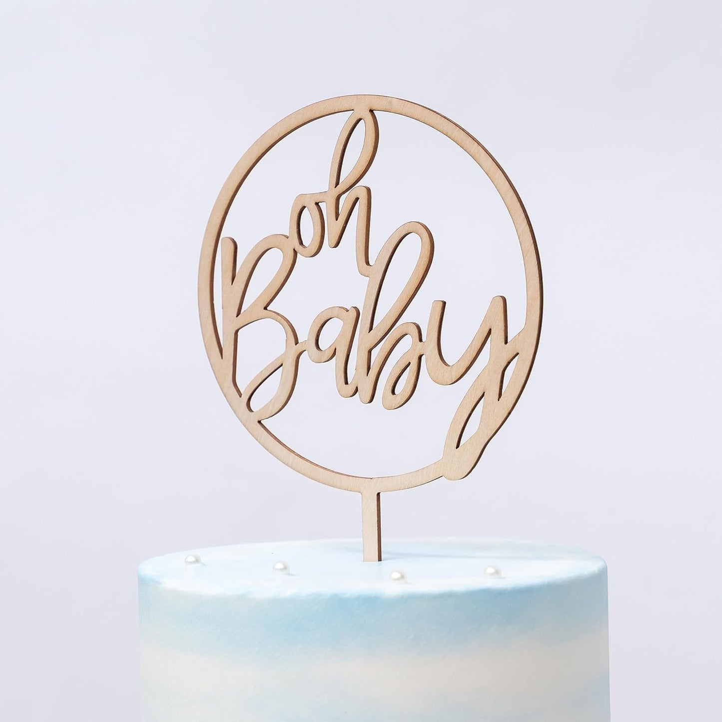 Oh Baby Wooden Cake Topper - Baby Shower Decoration,Gender Reveal Cake Doceration Supplies,Newtral Baby Shower Photo Props