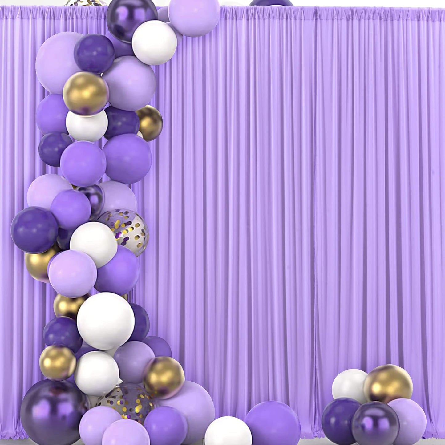 40 ft x 10 ft Wrinkle Free Lavender Backdrop Curtain for Parties, Polyester Light Purple Photo Backdrop Drapes 8 Panels 5x10ft for Baby Shower Photoshoot Wedding Birthday Party Photography Curtains