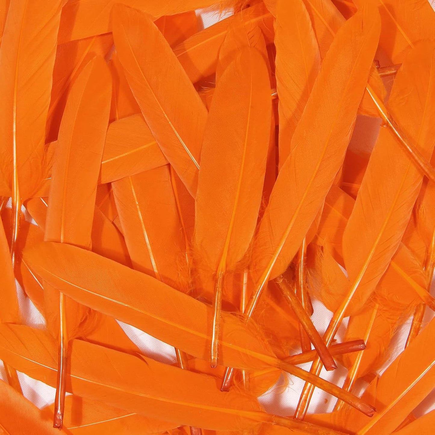 FeelfunFeather 120pcs Orange Goose Cochettes Feather Natural Bulk 4-6 inch 10-15cm for Wedding Party Christmas Halloween Decorations DIY Crafts Goose Cochettes Feather