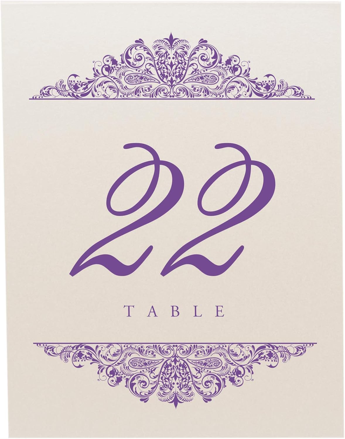 Paisley Wedding Table Numbers (Select Color/Quantity), Champagne, Purple, 1-25, Double Sided, Tent or Use in a Stand, Great for Parties & Restaurants - Made in the USA