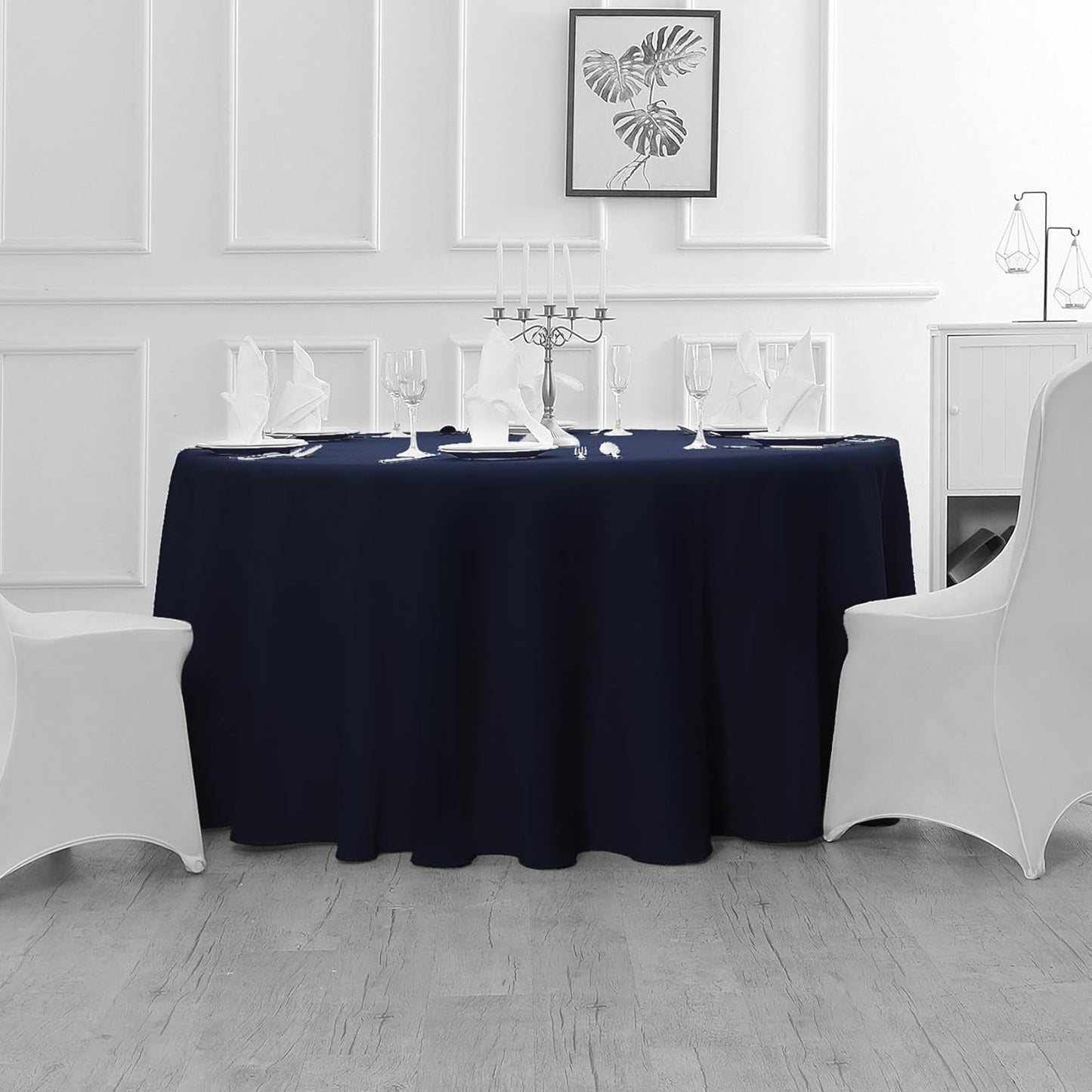 60 inch Round Tablecloth Washable Polyester Table Cloth Decorative Table Cover for Wedding Party Dining Banquet(60 inch,Navy)