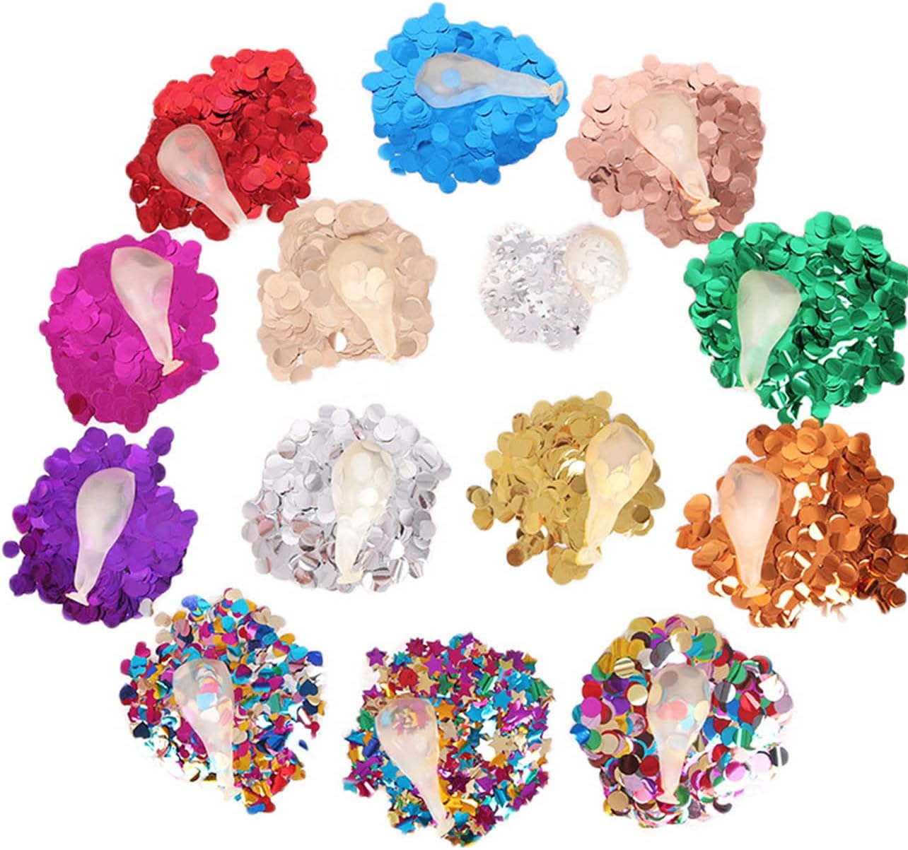 Multicolor Metallic Foil Confetti(0.59 inch) Round Dots Glitter Rainbow Table Confetti for Party Wedding Decorations,2.11 OZ per pack