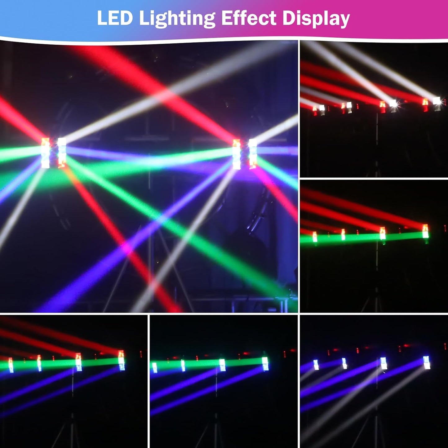 BETOPPER Moving Head DJ Lights,Stage Lights for Parties, RGBW 8x3W LED Spider Lights, Sound Activated & DMX-512 for Party, Pub, Wedding Event, Club, Carnival Festival, Disco Stage Lighting(2 Packs)