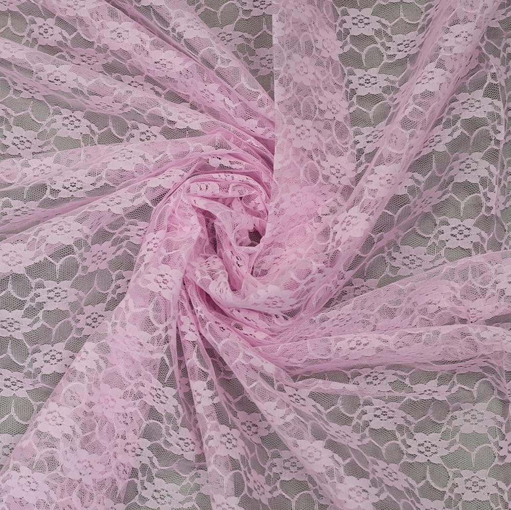 MDS Pack of 15 Wedding 12 x 108 inches Lace Table Runner for Wedding, Decorations for Birthday Parties, Banquets, Graduations, Engagements, and Runners fit Rectangle, Round Table- Blush Pink