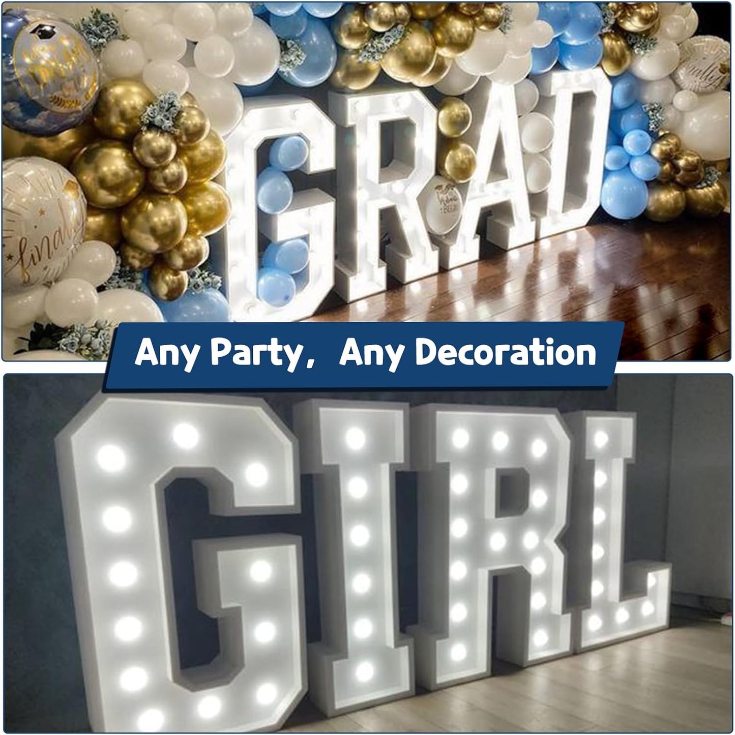 Marquee Letters 4 Feet Tall Large Light Up Letters Baby Shower Decorations Wedding Engagement Proposal White Party Decorations Marry Me Sign Big Cardboard Backdrop E