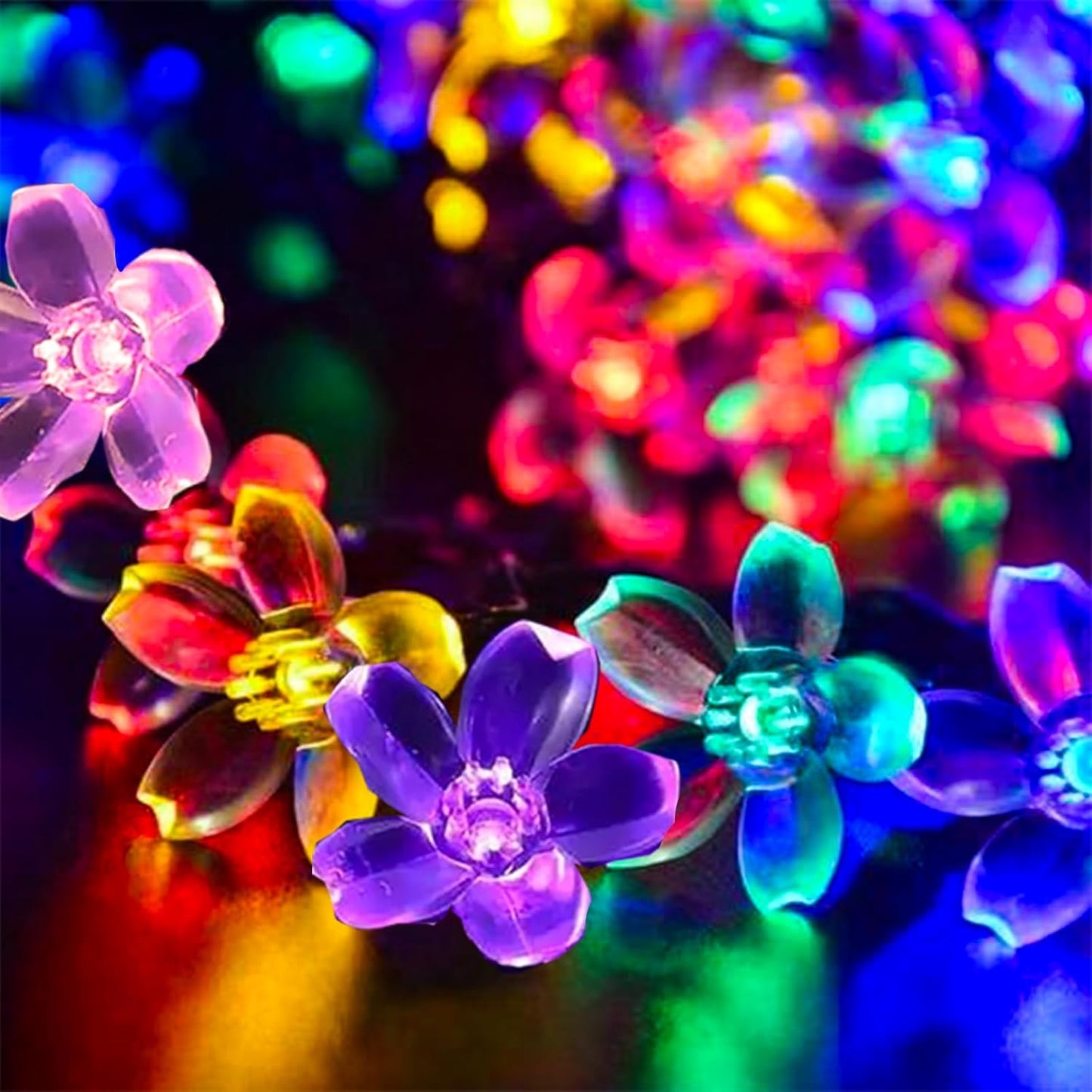 Battery Operated and USB Plug in Fairy Flower String Lights, 10ft 30 LED Cherry Blossom 8 Modes Timer Indoor Bedroom Party Wedding Garden Christmas Easter Tree Hanging Decorations (Multi Colored)