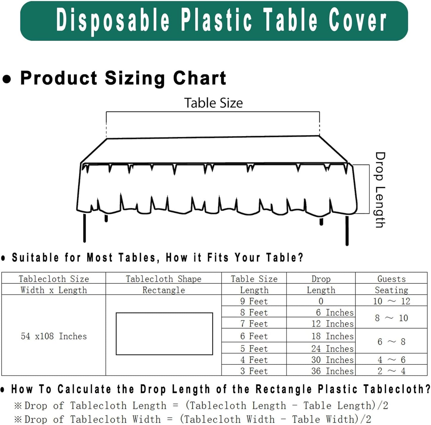 Black & White Gingham Checkered Plastic Tablecloths 2 Pack Disposable Table Covers 54 x 108 Inch Party Tablecovers Buffalo Plaid Table Cloth for BBQ, Picnic, Birthday