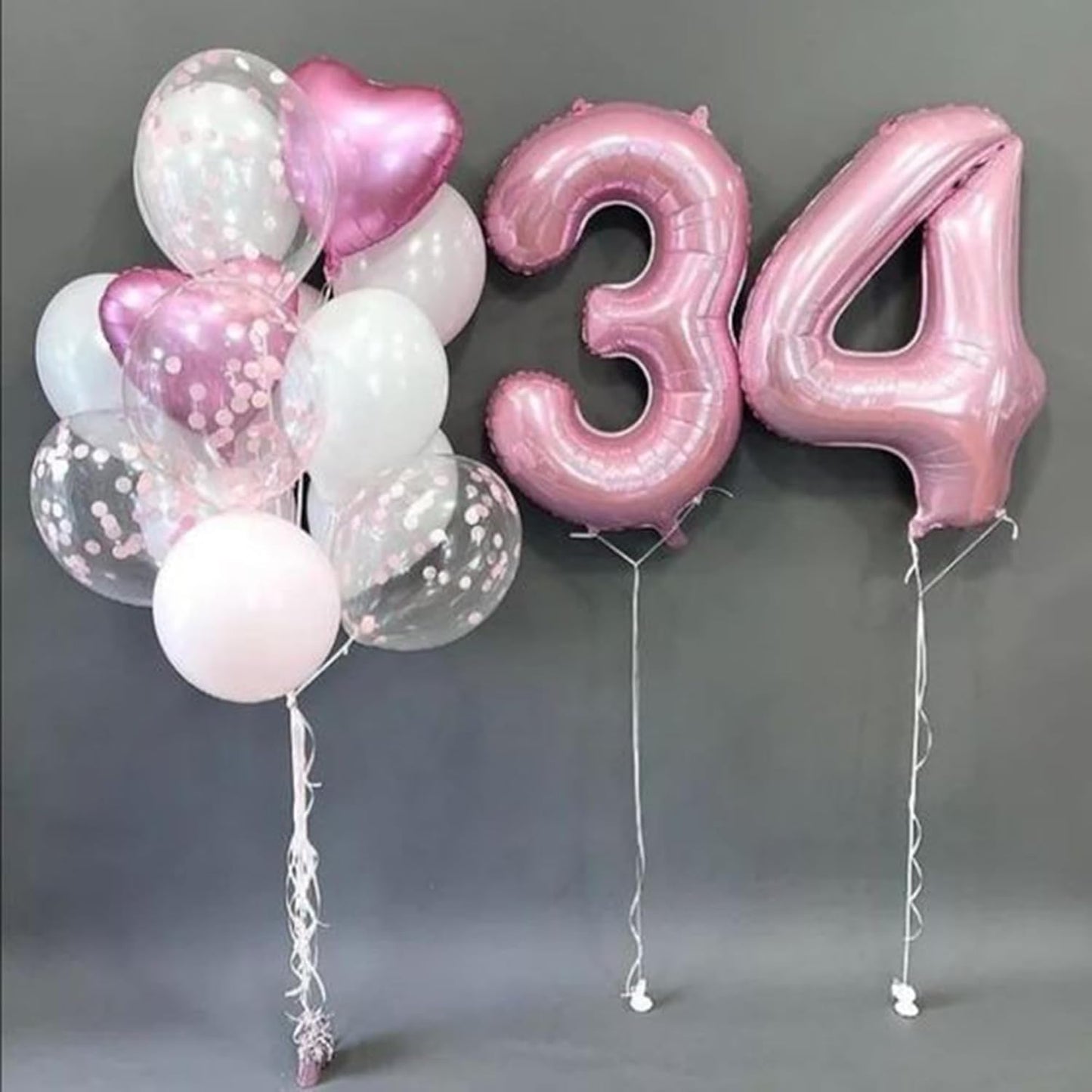 Light Pink 3 Number Balloon, 40 Inch Jumbo Pearl Light Pink Helium Foil Number 0-9 for Girls, Self Inflating 3rd Birthday Balloon for Girl Anniversary Graduation Princess Party Decorations Supplies
