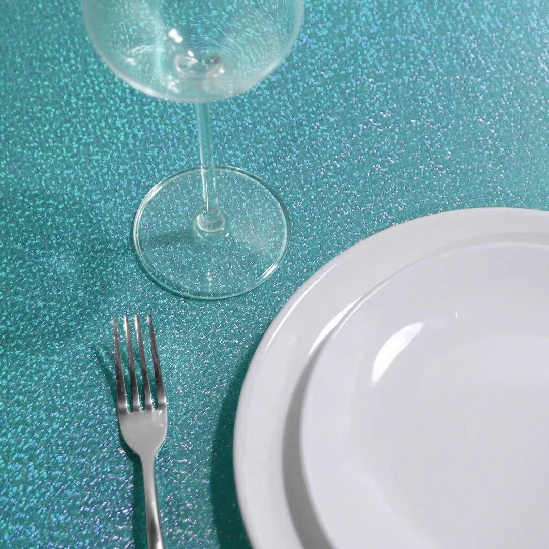 Fitable Sequin Tablecloth for Parties 60x84 Inch - Sparkle Glitter Table Cloth Laser Rectangle Overlay for Wedding Baby Shower Ceremony Birthday Holiday Banquet Decor, Teal